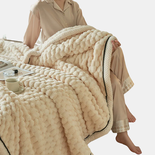 Couverture Épaisse en Polaire Corail – Chaleur Douce et Confort Enveloppant pour Toutes les Saisons Blanket Electro Paris Beige Double