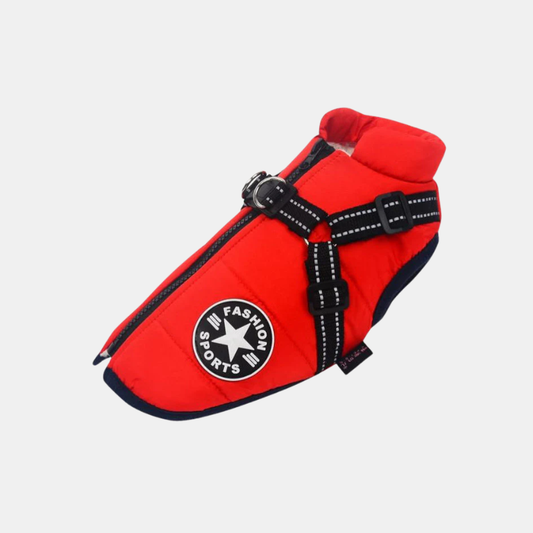 Veste Pour Chien Imperméable Et Chaude Pour L’Hiver Avec Harnais Intégré Pet Accessories Electro Paris Rouge S