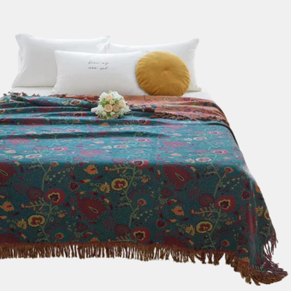 Couverture Réversible Night Flower – Douceur Florale et Élégance Envoûtante pour la Maison Blanket Electro Paris Vert 150x200 CM