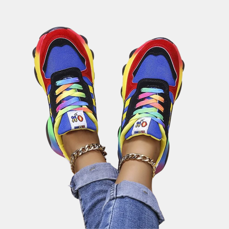 Sneakers Orthopédiques À Plateforme Multicolores Pour Femme – Style Moderne et Confort Absolu Shoes for Women Electro Paris Bleu 35