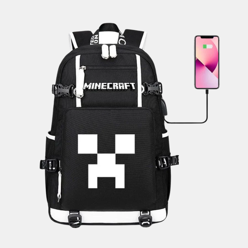 Cartable Enfant Thème Minecraft Avec Poches Multiples – Sac D’École Pratique et Résistant Kids & Babies Electro Paris Noir Simple