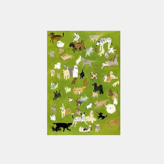 Tapis “Dog Park Day” Pour Salon Convivial, Chien Heureux Et Décoration Ludique Rugs Electro Paris Vert 1.5ft x 2.5ft (50 x 80cm)