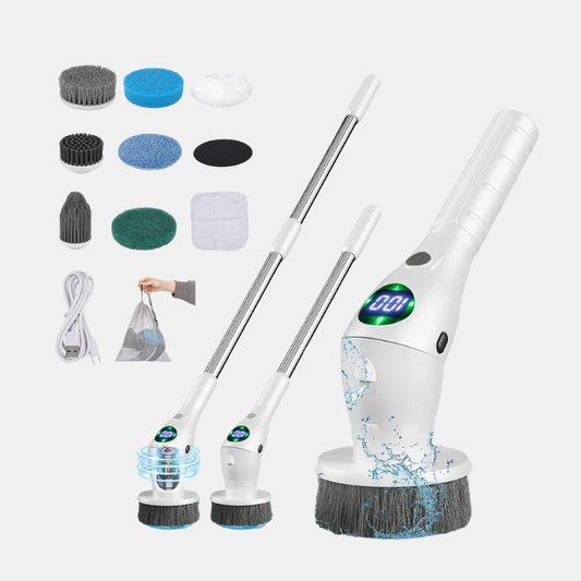 Brosse Électrique Rotative Sans Fil 8-en-1 Pour Nettoyage Maison Cuisine Et Salle De Bain Nettoyeur de sol Electro Paris Blanc