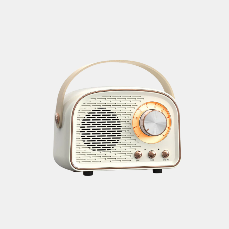 Haut-Parleur Bluetooth Rétro Classique – Système Audio Sans Fil Élégant au Style Radio Vintage Radio Electro Paris Blanc
