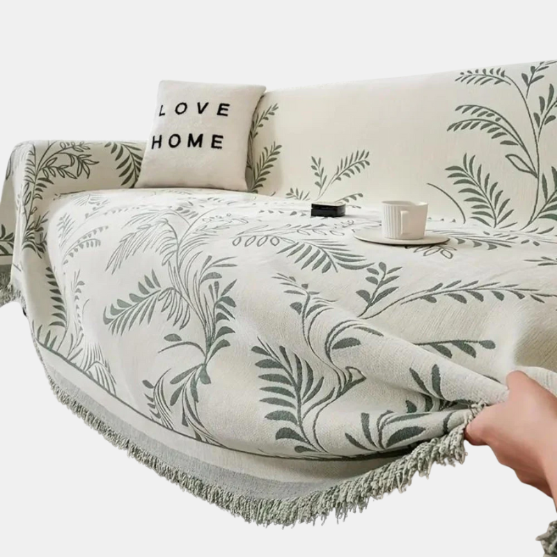 Housse de Canapé en Chenille Naturelle – Élégance Terreuse et Confort Raffiné Sofa Cover Electro Paris Green 180x260cm