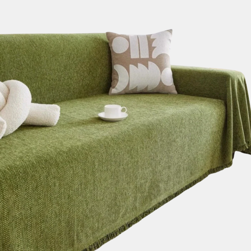 Housse De Canapé Moderne Et Antipoussière Avec Finition Brossée Pour Salon Confortable Et Protégé Sofa Cover Electro Paris Vert 180x130cm