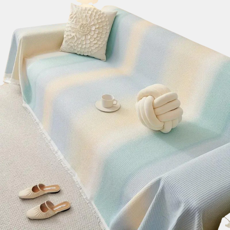 Housse de Canapé Dégradé Plage – Couleurs Apaisantes et Ambiance Bord de Mer Sofa Cover Electro Paris Bleu clair Une place (180x130cm)