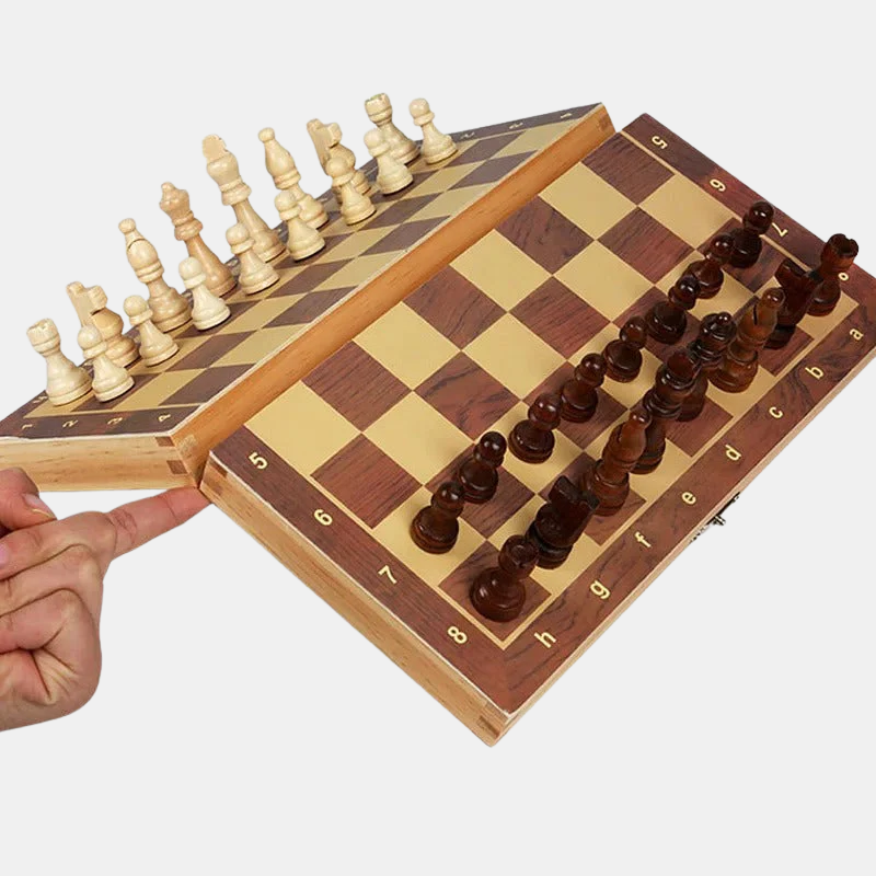 Jeu D’Échecs Magnétique En Bois Pliable Avec Pièces Stabilisées Pour Voyage Et Maison Chess Electro Paris Brun clair
