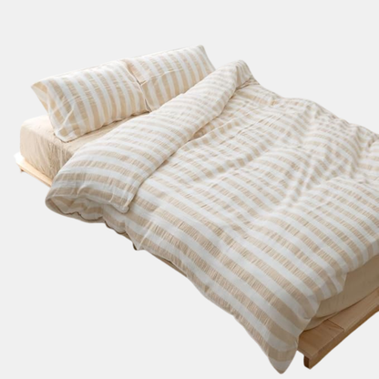 Literie – Classic Striped Bedding Set Pour Une Chambre Élégante Et Confortable bedding Electro Paris Beige Simple (4 pièces)
