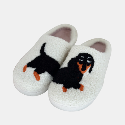 Chaussons Confortables Pour La Maison Avec Motif Teckel Multicolore Et Semelle Antidérapante Slippers Electro Paris Blanc 36