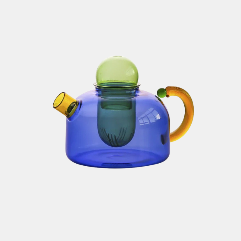 Théière En Verre Moderne Avec Tasse Et Détails Néon Inspirés De Tokyo Teapot Electro Paris Bleu Théière