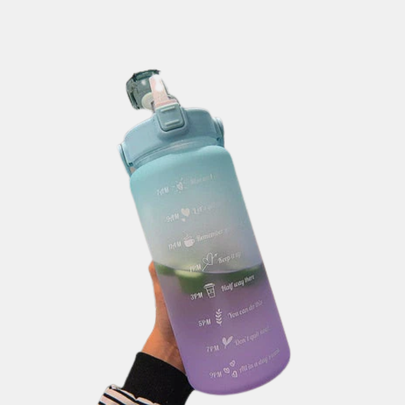 Bouteille D’eau Motivée 2L Écologique Avec Couvercle Anti-Fuite Et Système De Seringue Intégré Water Bottles Electro Paris Vert Mat Violet