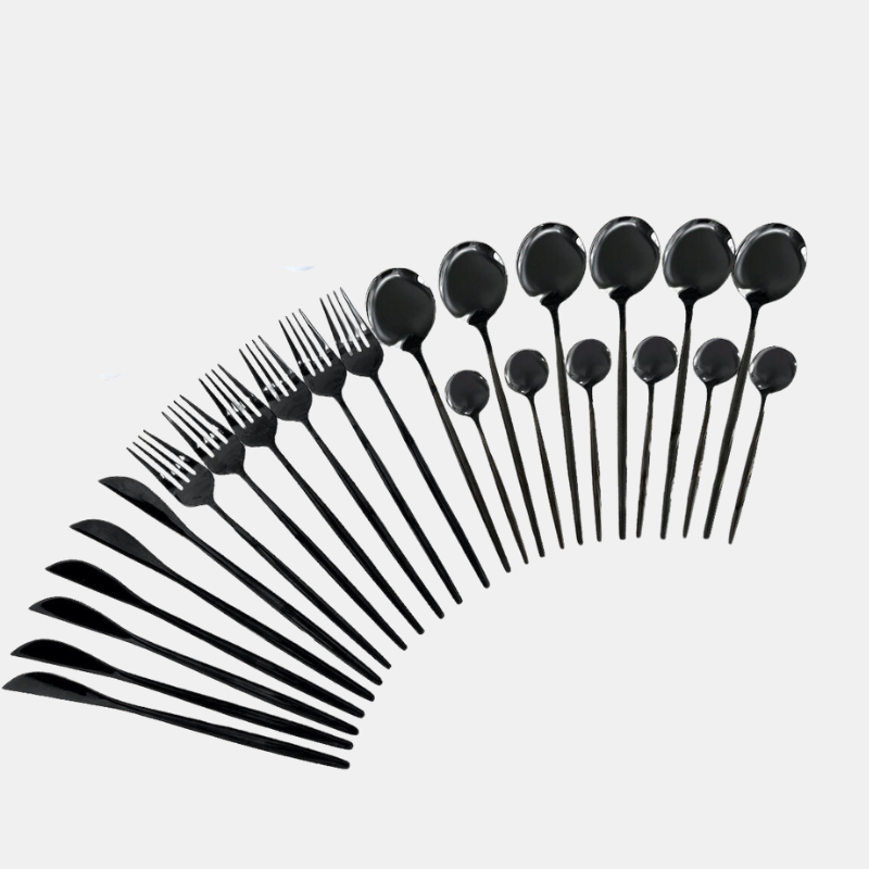 Service De Couverts Modernes Noirs 24 Pièces Pour Table Élégante Et Contemporaine Flatware Electro Paris Noir