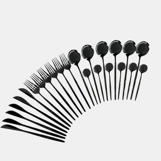 Service De Couverts Modernes Noirs 24 Pièces Pour Table Élégante Et Contemporaine Flatware Electro Paris Noir