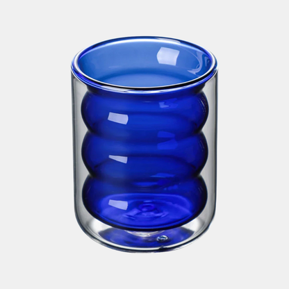 Verre À Double Paroi Avec Design Ondulé Pour Boissons Chaudes Et Froides Cup Electro Paris Bleu