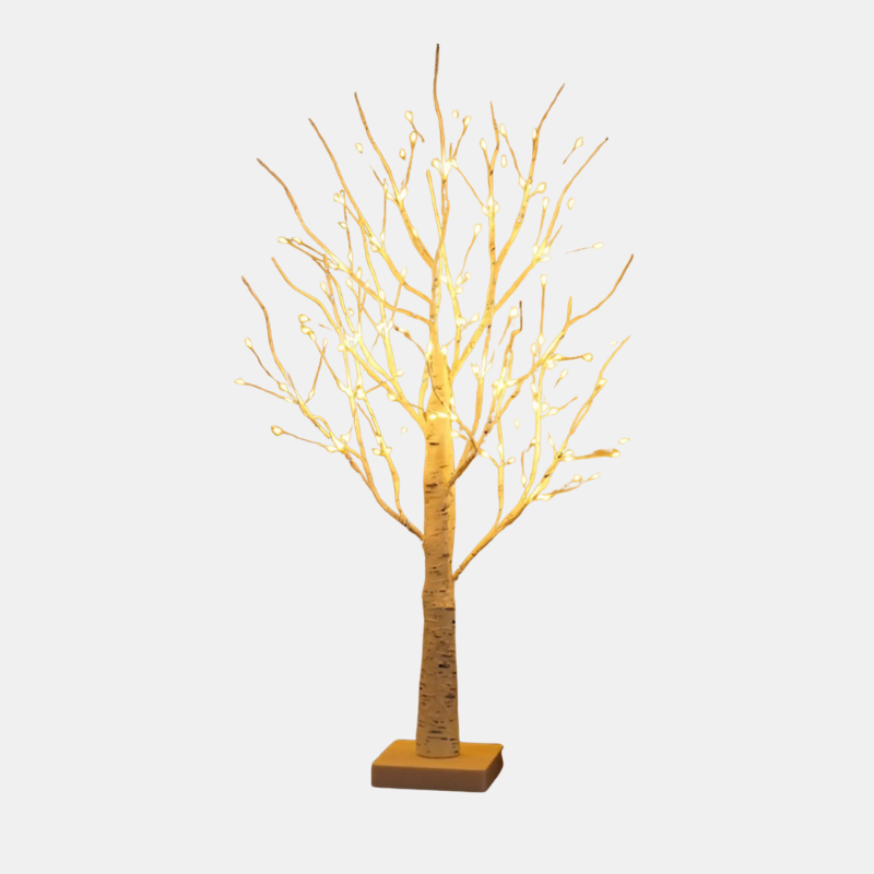 Lampe Sapin En Bouleau Avec Lumière LED Pour Décoration Intérieure Et Ambiance Naturelle lampe de table Electro Paris Brun clair
