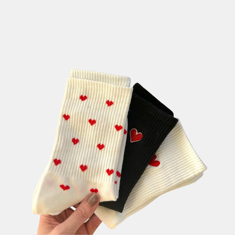 Chaussettes Confortables Pour Femme Et Homme Avec Motif Petits Cœurs Rouges Et Lot De 3 Paires Socks Electro Paris Multicolore Taille unique