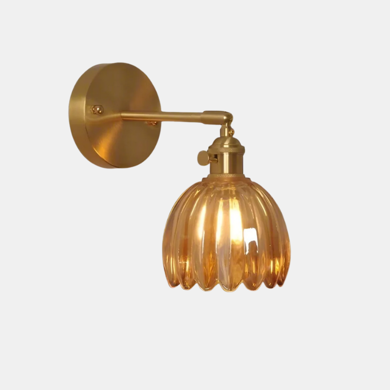 Applique Murale Rétro En Métal Avec Abat-Jour Tulipe Pour Salon Chambre Ou Couloir Wall Light Fixtures Electro Paris Ambre