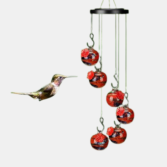 Mangeoire À Colibris Avec Carillons Et Design Coloré Pour Jardin Et Terrasse bird chime Electro Paris Rouge