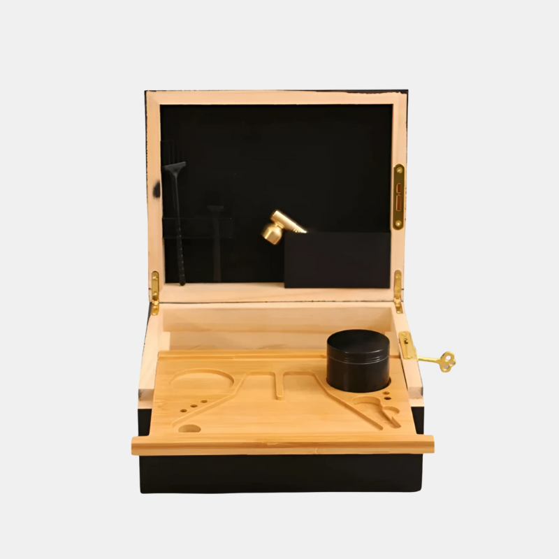 Boîte De Rangement Discrète Et Sécurisée Avec Compartiments Et Accessoires Pour Une Organisation Parfaite Stash Box Storage Set Electro Paris Noir