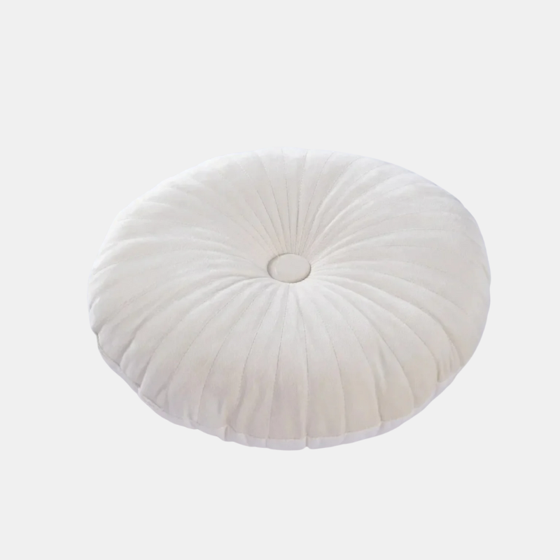 Coussin Rond en Velours Luxueux – Décoration Élégante et Confort Douillet pour Canapés et Lits Pillow Electro Paris Blanc
