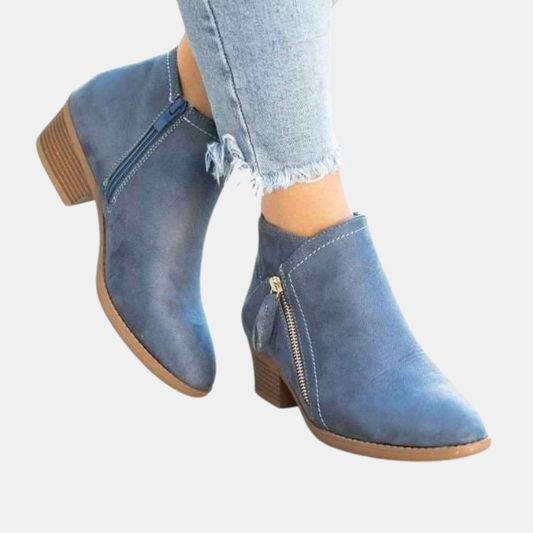 Bottes En Cuir Véritable Pour Femmes Avec Soutien Et Confort Quotidien Women boots Electro Paris Bleu 34