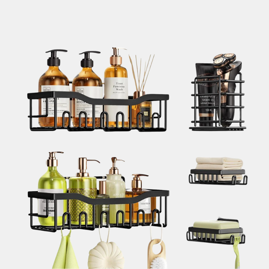 Organisateur De Douche Autocollant En Acier Inoxydable Avec Support Polyvalent Pour Salle De Bain Bathroom Accessories Electro Paris Noir