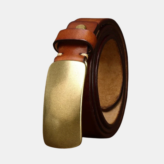 Ceinture En Cuir Pleine Fleur Avec Boucle En Laiton Massif Et Finitions Cousues Main Pour Style Intemporel Men's Belt Electro Paris Marron XS