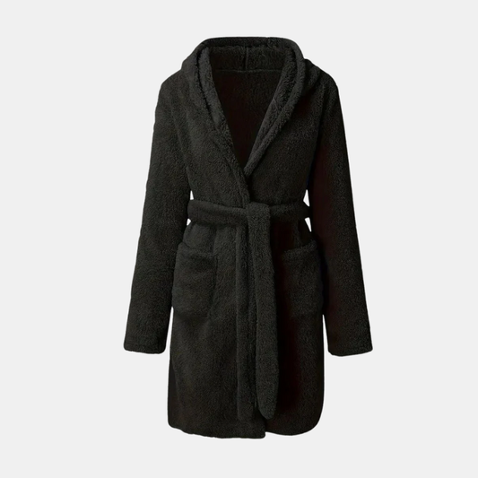 Peignoir d’Hiver en Peluche à Capuche – Confort Luxueux et Chaleur Douillette pour Homme Bath robe Electro Paris Noir S