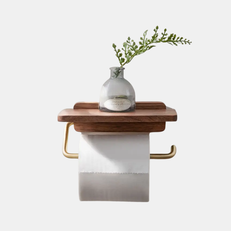 Porte-Rouleau De Papier Toilette Mural En Noyer Avec Étagère Intégrée Pour Salle De Bain Moderne Et Pratique Tissue Holders Electro Paris Célibataire