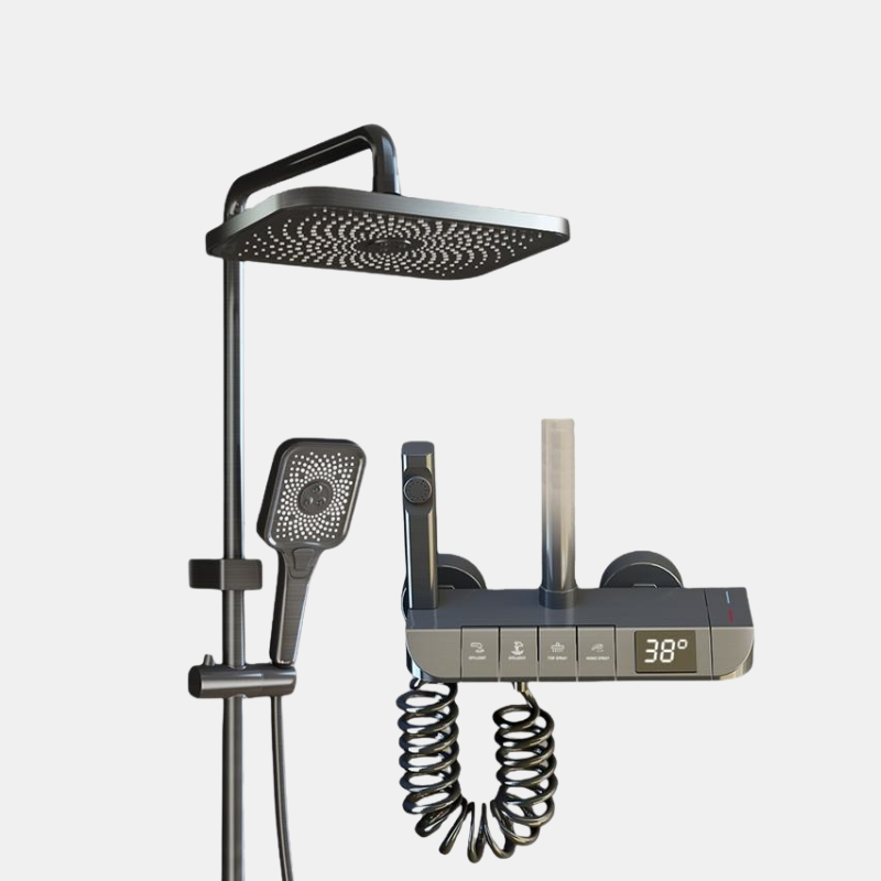 Ensemble De Douche Mural Haute Pression Avec Pommeau Ajustable Pour Salle De Bain Moderne Shower set Electro Paris Gris