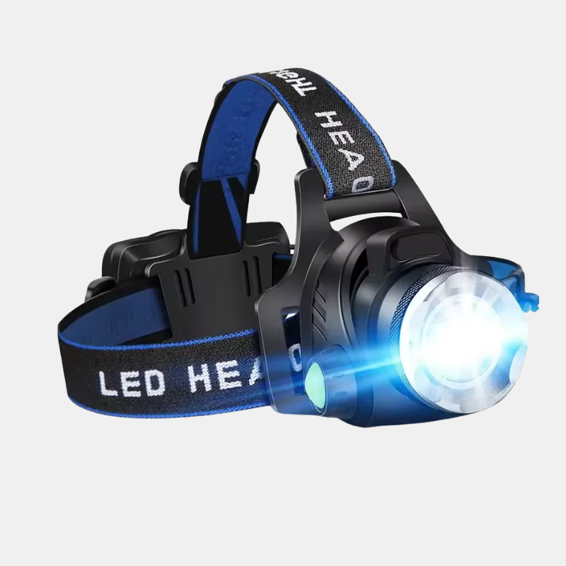 Lampe Frontale LED Puissante Et Étanche Avec Zoom Et Batterie Rechargeable Headlight Electro Paris Bleu