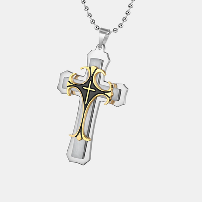 Collier Homme Pendentif Croix En Acier Inoxydable Avec Chaîne De 24 Pouces