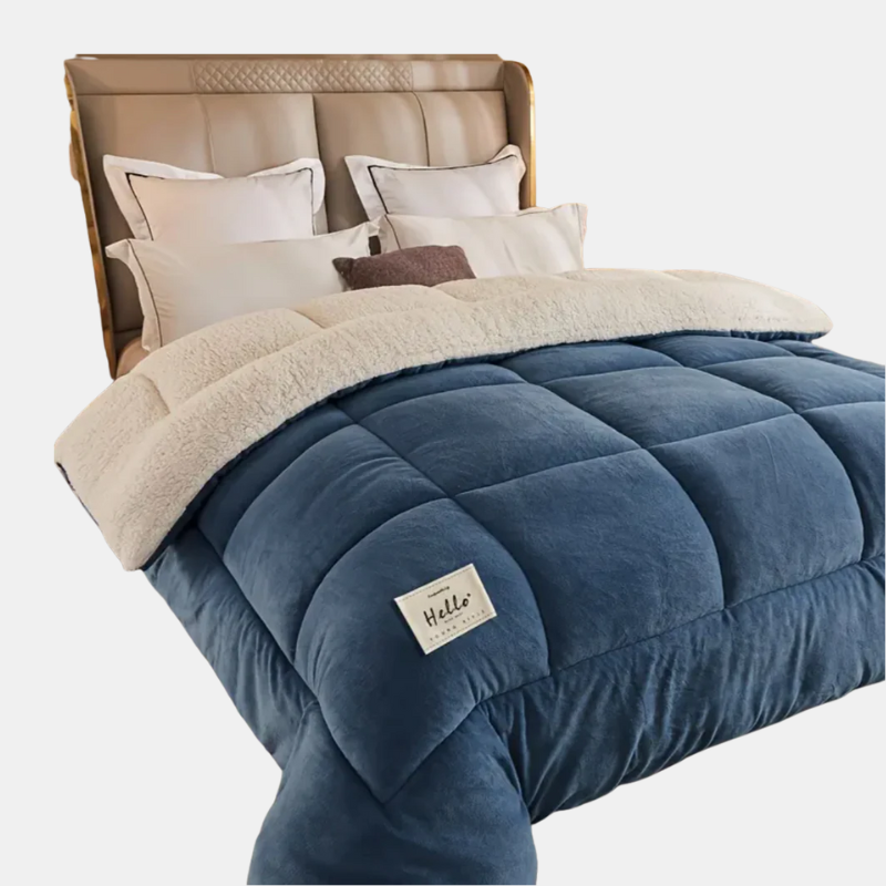 Parure de Lit Sherpa – Chaleur Douillette et Confort Haut de Gamme pour l’Hiver Bedding Electro Paris Marine Bleu Double