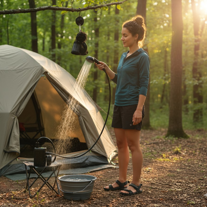 Douche De Camping – Douche De Camping Portable Électrique Avec Pompe et Réservoir Rechargeable Portable Electric Camping Shower Electro Paris