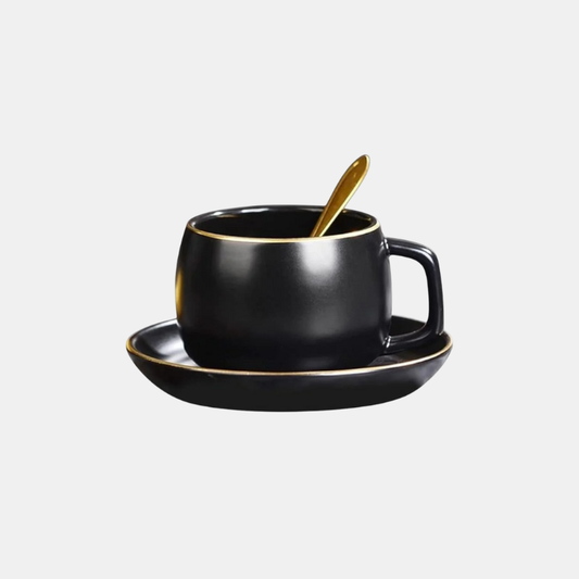 Tasse À Thé – Service En Porcelaine Fine Avec Tasses Et Soucoupes Élégantes Tea cup Electro Paris Noir Ensemble 3 pièces