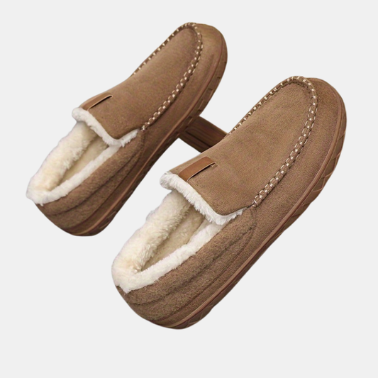 Pantoufles Hiver Homme – Chaussons Chauds En Laine De Mouton Pour La Maison Men Shoes Electro Paris Camel 40