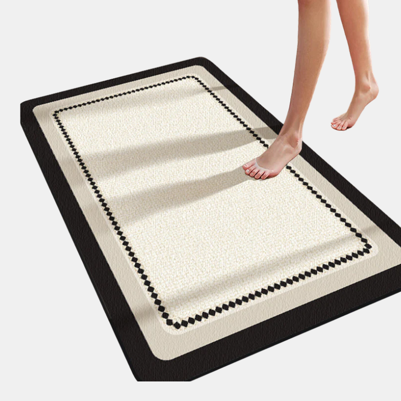 Tapis De Bain Ultra-Absorbant En Terre De Diatomée Avec Base Antidérapante Et Design Moderne Bath Mats & Rugs Electro Paris Blanc