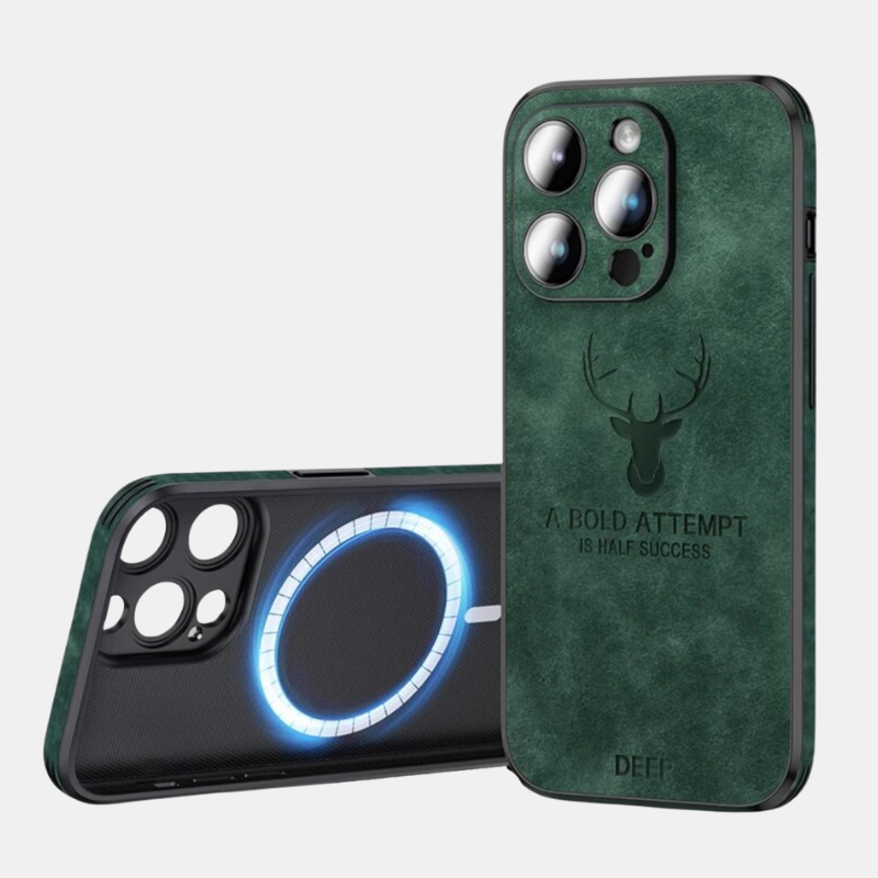 Coque iPhone – Étui En Cuir Élégant Avec Protection Antichoc Et Design Raffiné Phone case Electro Paris Vert foncé iPhone 16 Pro Max