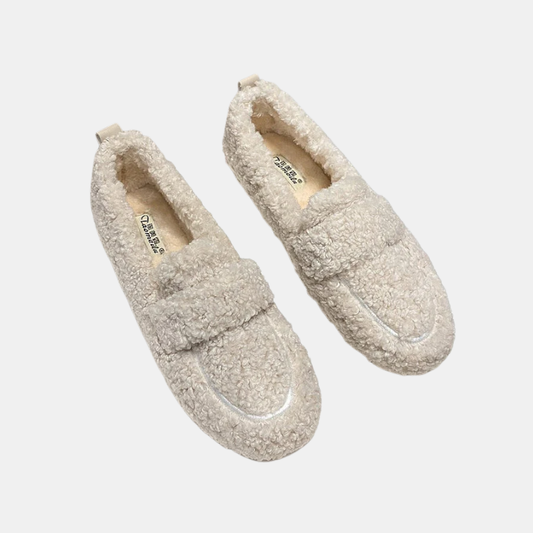 Mocassins Pelucheux Pour Femme Avec Semelle Antidérapante Et Confort Chaleureux À Domicile Flats Electro Paris Beige 35