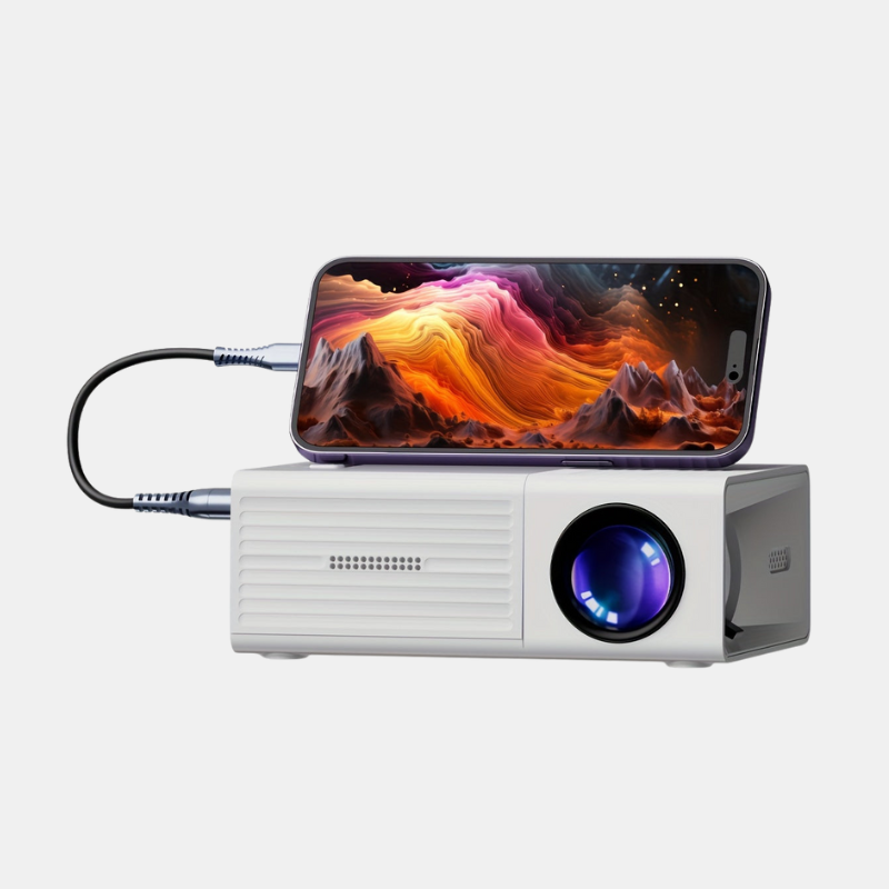 Mini Projecteur Ultra Lumineux 3000 Lumen Portable HDTV et USB pour Maison et Extérieur Projector Electro Paris Blanc