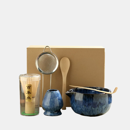Service À Thé Matcha Complet 6 Pièces Pour Une Préparation Traditionnelle Authentique Et Élégante Matcha maker Electro Paris Bleu