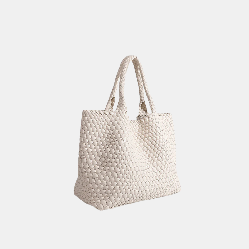 Sac Fourre-Tout Tissé Luxe Elara En Cuir Végétal Pour Style Élégant Et Voyage Quotidien Women's bag Electro Paris Blanc