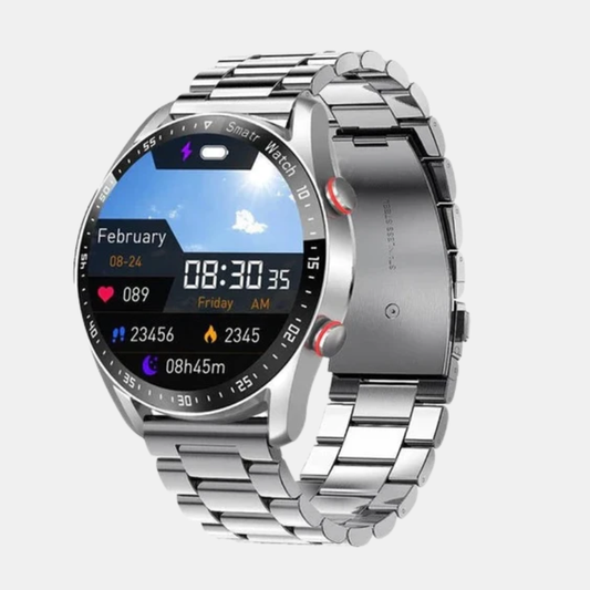 Montre Intelligente Connectée Multifonctionnelle Avec Suivi De Santé Et Appels Bluetooth Smartwatch Classic Electro Paris Argent