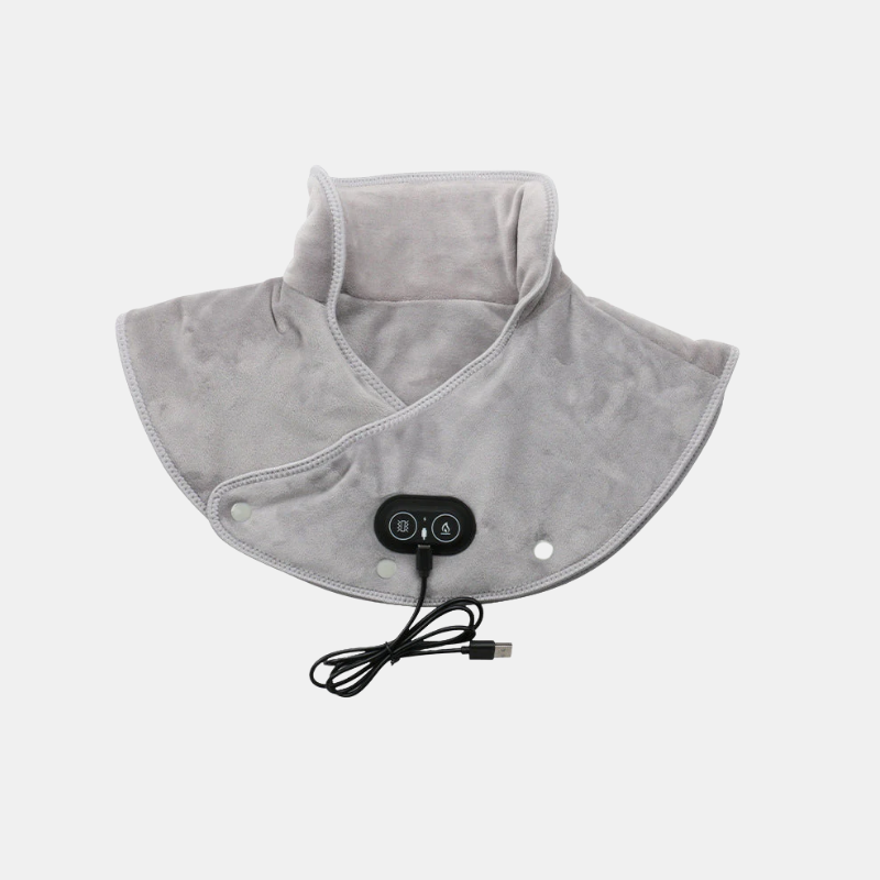 Masseur Chauffant Électrique Ergonomique Pour Cou Et Épaules Avec Massage Vibrant Réglable Massager Electro Paris Gris