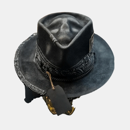 Chapeau De Cowboy En Laine Fait Main Avec Motif Crâne Black Friday Deal Cowboy hat men Electro Paris Noir