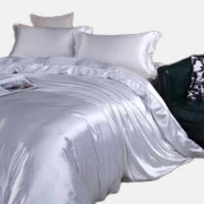 Ensemble De Literie 4 Pièces En Soie Satin Avec Housse De Couette Drap Et 2 Taies D’Oreiller Black Friday Deal Bedding Electro Paris Blanc Drap housse 150 cm + drap housse 200 x 230 cm + 2 taies d'oreiller