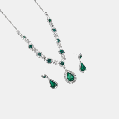 Set de Colliers Élégant Pour Mariage 2 Pièces Avec Pendentif Goutte Et Boucles d’Oreilles Jewelry Electro Paris Vert