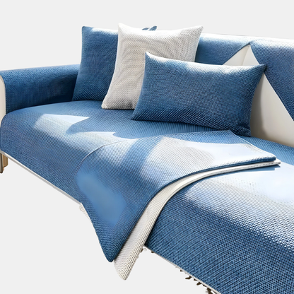 Housse De Canapé Anti-Dérapante Pour Toutes Saisons – Protection Élégante Et Confort Optimal Sofa Cover Electro Paris Bleu 70x70