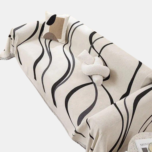 Couverture Canapé Texturée En Chenille Et Coton Pour Intérieurs Confortables Sofa cover Electro Paris Noir 180x130cm